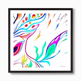 Abstract Head Side View Of A Young Deer In A Blurred Color Minimal Illustration Art Print