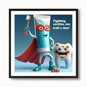 Superhero Fighting Cavities One Tooth At A Time Art Print