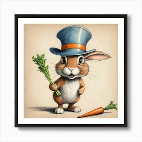 Rabbit With Carrots 8 Art Print