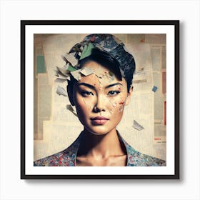 Asian Woman With Newspaper Art Print