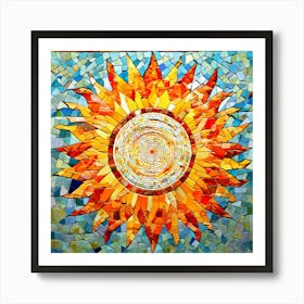 Mosaic Sun A Sun Created From A Mosaic Of Small Tiles 22 Art Print