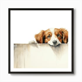 Dog Looking Over A Wall 4 Art Print