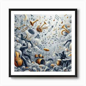 Jazz Musicians In The Clouds Art Print