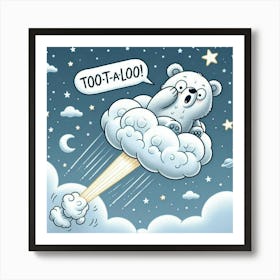 Teddy Bear Flying Art Print