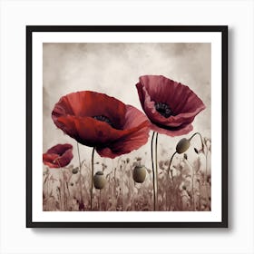 0 Burgundy Poppies Canvas Photo Will Be A Perfect Wa Esrgan V1 X2plus (1) Art Print