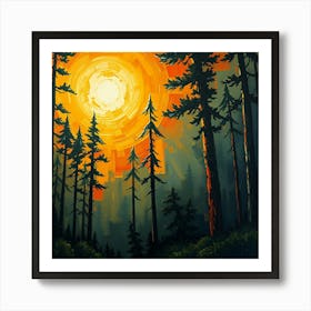 Sunset In The Forest 11 Art Print