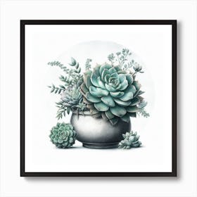 Succulents In A Pot 1 Art Print