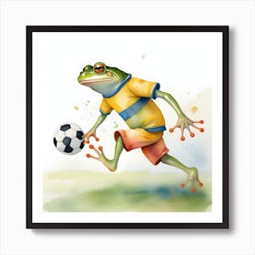 Frog Playing Soccer 1 Art Print