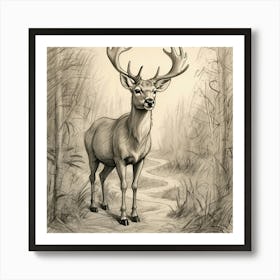 Deer In The Woods 133 Art Print