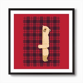 Plaid Bear Lumberjack Osos Square Art Print