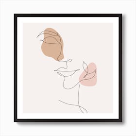 Face with Rose Line Art Art Print