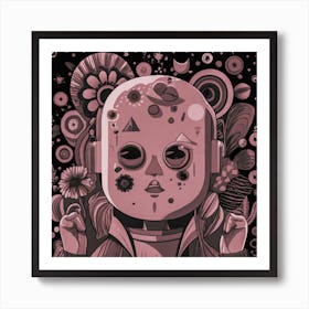 Vintage baby Psychedelic Skull Art Print