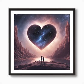 Two People Standing In Front Of A Heart Art Print