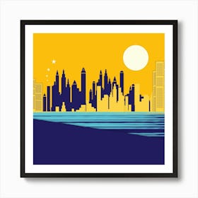 Abstract Silhouette Multi Story Structure Skyscraper Town Urban Towers Big Night City Art Print