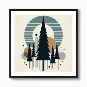 Scandinavian style, Pine forest silhouette Art Print