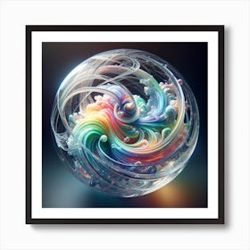 Crystal Orbit Inside It there Is Rainbow Bright Liquid Swirls With Magical Energy Art Print