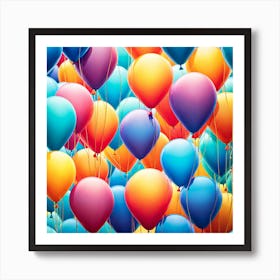 Colorful Balloons In The Sky, balloons, simple art, digital art, colorful, balloon pattern art Art Print