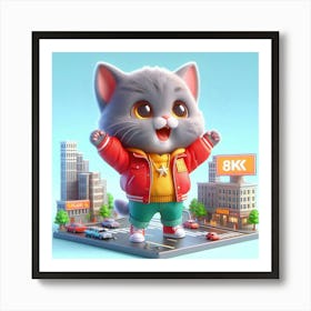 Cat In The City Art Print