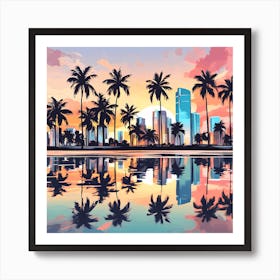 Sunset In Miami City, 1313 Art Print