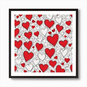 Hearts On A White Background 3 Art Print