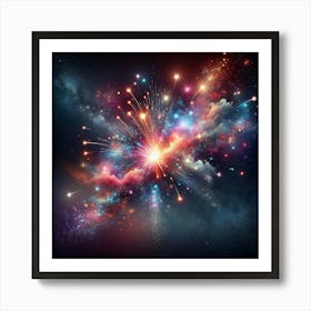 Fireworks On A Black Background Art Print