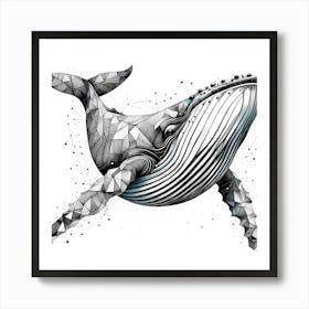 Whale - Abstract Line Art Illustration 90 Art Print