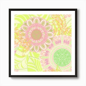 Hand Drawn Floral Mandala 07 Art Print