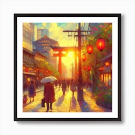 Asian Street Scene Art Print