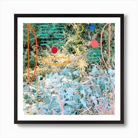 Colorful Shapes In The Garden Square Art Print