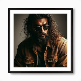 Bearded Man With Long Hair Art Print