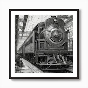 Steam Train In A Factory Art Print