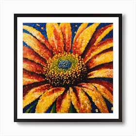 Pointillist on canvas "Flower of Daisies" Art Print