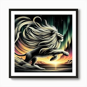 Lion At Night Art Print