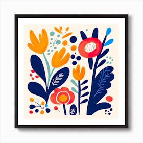 Matisse Inspired Abstract Flowers Wall Art Art Print