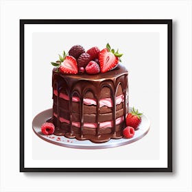 Chocolate Cake With Berries 4 Art Print