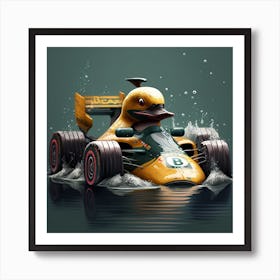 Fast Duck Racing Car Art Print