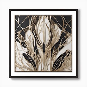 Abstract Gold Leaf Wall Art Art Print