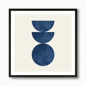 The Balance - Scandinavian Half-moon Circle Abstract Minimalist - Dark Blue Navy 2 Art Print