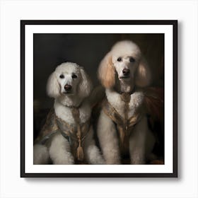 Portrait Of 2 Poodles (Old Master) Art Print