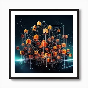 3d Cubes Network Art Print