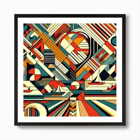 A Kaleidoscope Of Abstract Geometric Patterns, Reminiscent Of 1960s Op Art, 4 Art Print