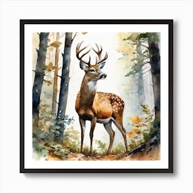 Deer In The Woods 69 Art Print