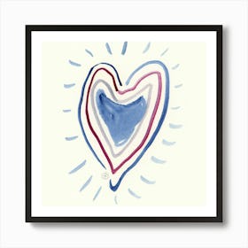 Joy Of Love - square minimal watercolor heart romance white ivory Art Print