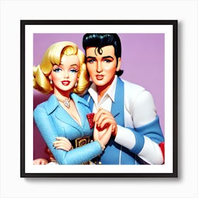 Marilyn Monroe Barbie and Elvis Presley Ken Art Print