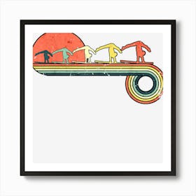 Gymnast Girl Exercise Retro Vintage Sunset Rainbow Color Poster