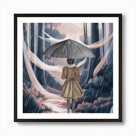 Alone and thriving forest and rain wall art print Art Print