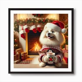 Santa Dog Art Print