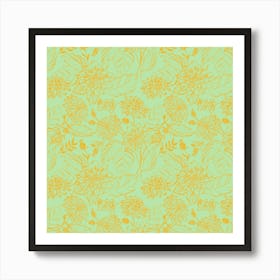 Light Lined Florals Art Print