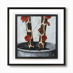 Giraffes In A Pot Art Print