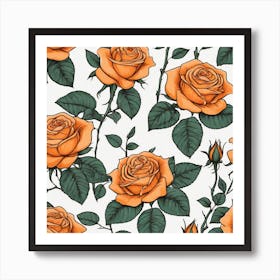 Orange Roses Seamless Pattern 7 Art Print